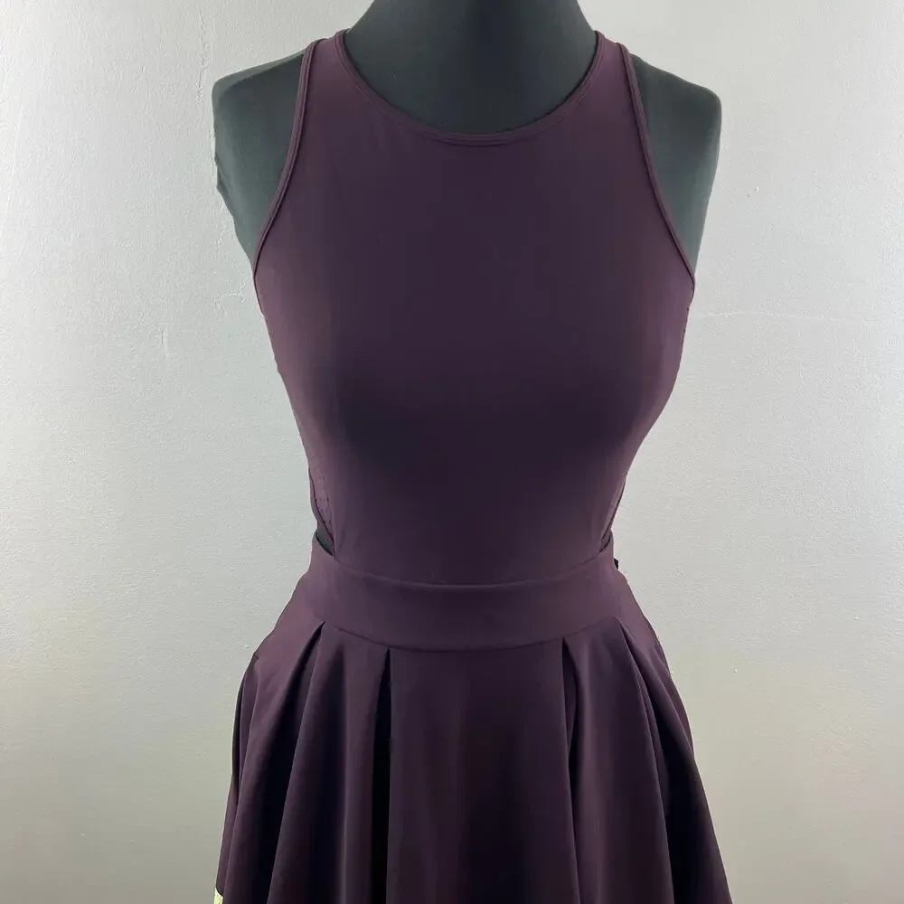 LULULEMON Purple Cherry Lime Sleeveless Back Cut Out Fit & Flare Away Dress
